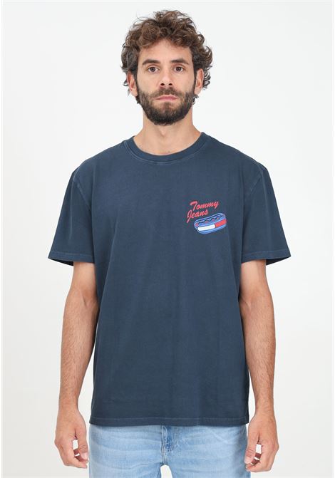 T-shirt manica corta blu da uomo con maxi stampa sul retro TOMMY JEANS | DM0DM18552C1GC1G